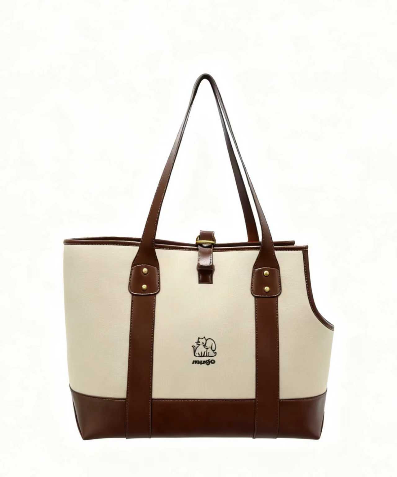 Vintage Leather Canvas Tote Pet Carrier