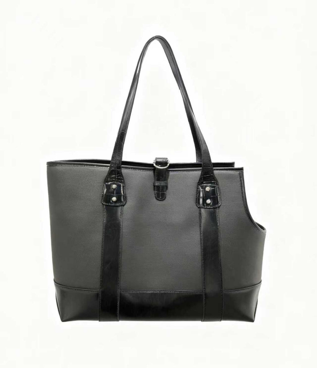 Vintage Leather Canvas Tote Pet Carrier