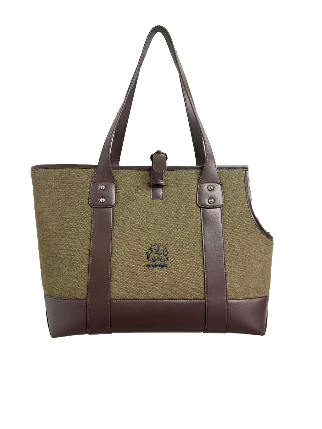 Vintage Leather Canvas Tote Pet Carrier