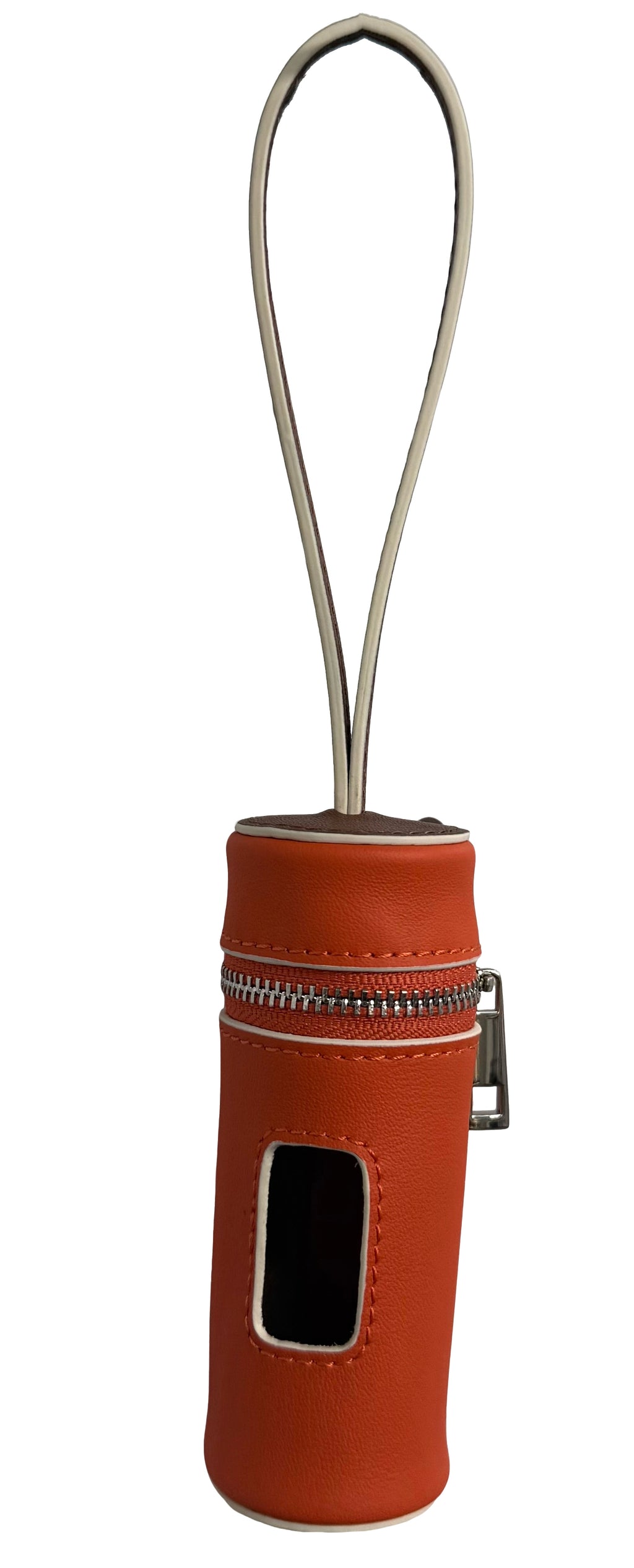 Dual-color Contrast Genuine Leather Poop Bag Holder