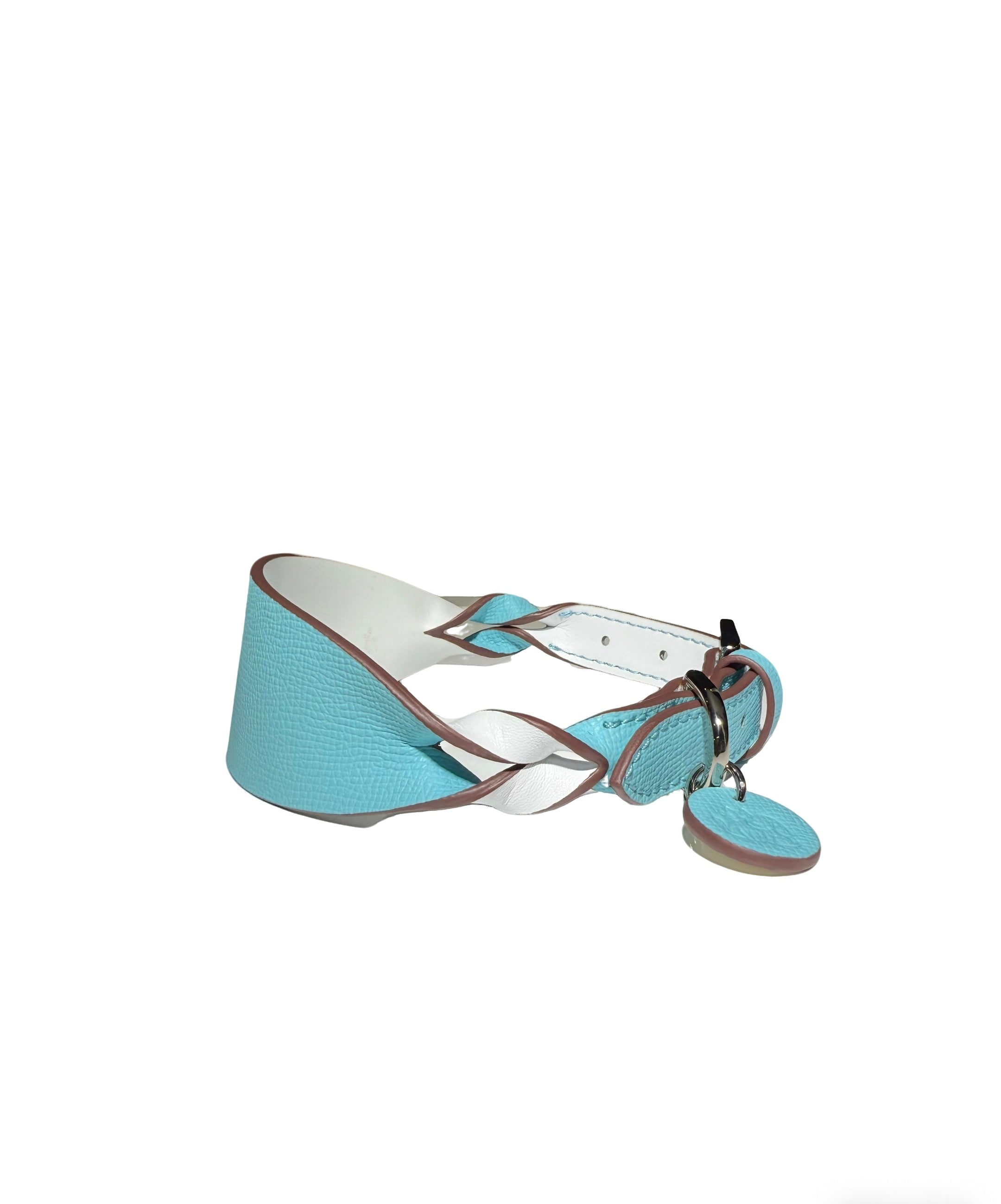 Dual-color Contrast Braided Genuine Leather Collar