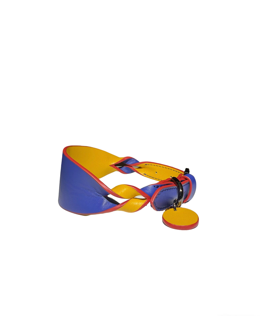 Dual-color Contrast Braided Genuine Leather Collar