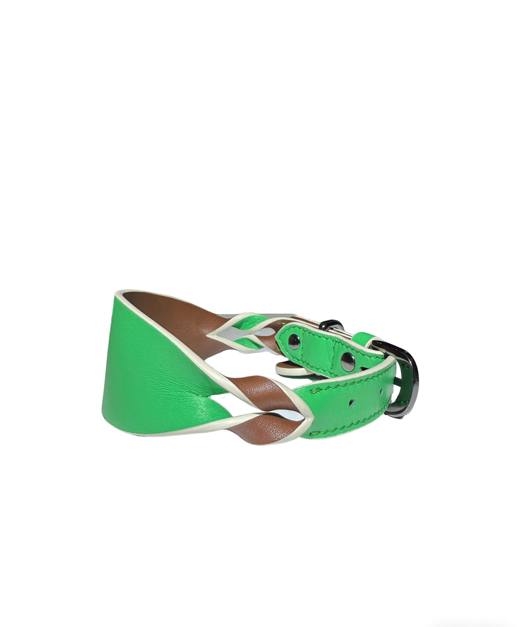 Dual-color Contrast Braided Genuine Leather Collar