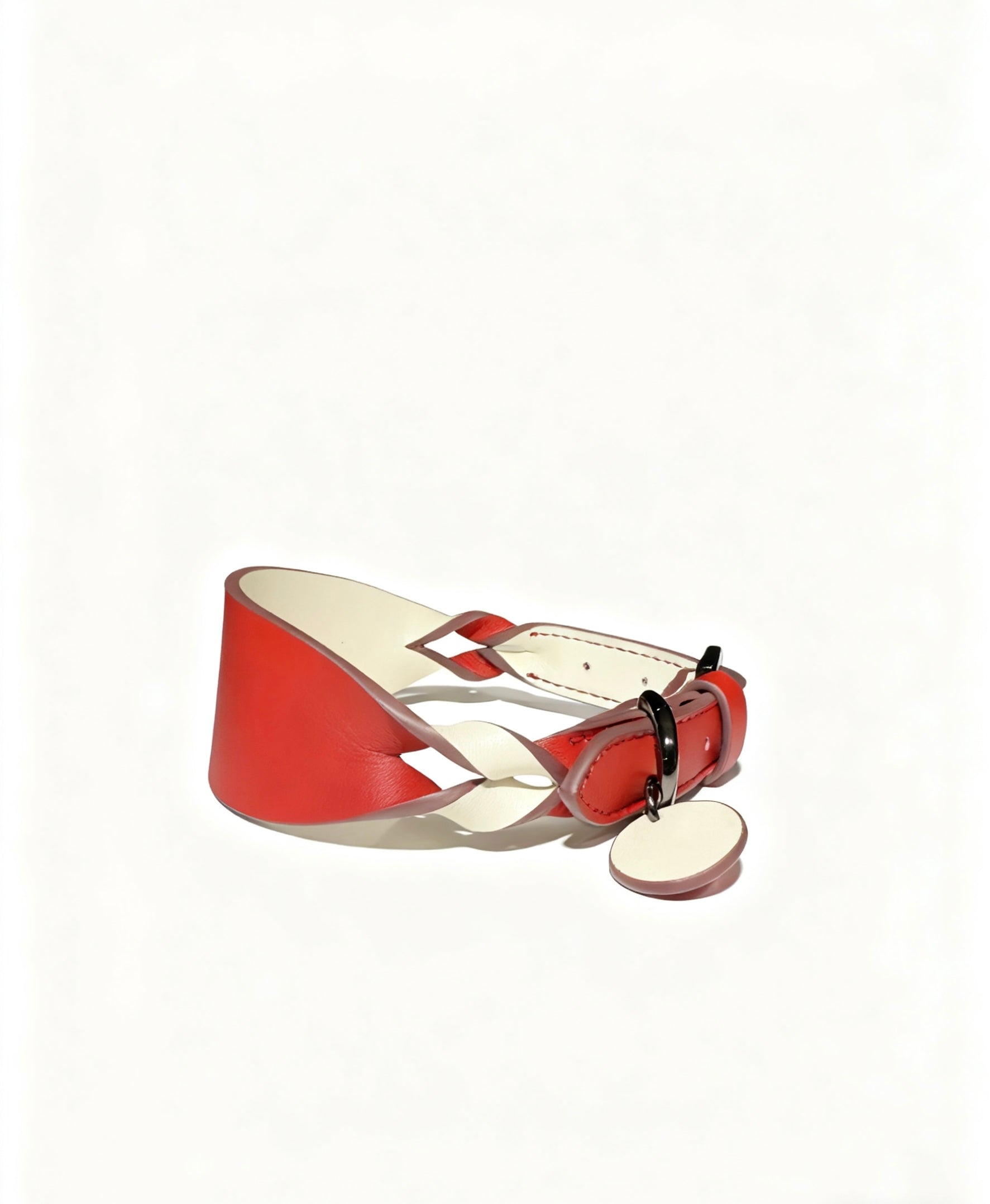 Dual-color Contrast Braided Genuine Leather Collar