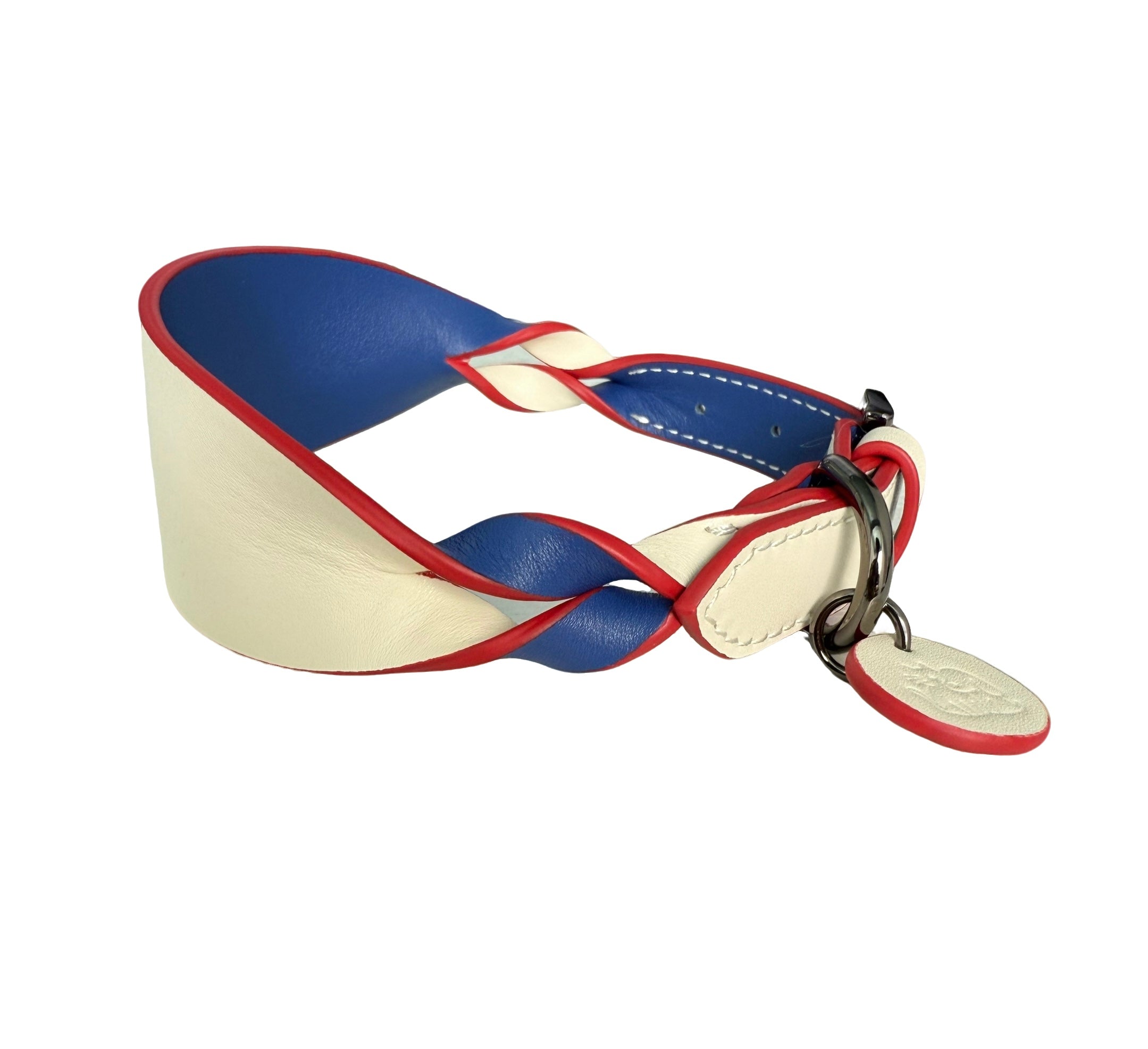 Dual-color Contrast Braided Genuine Leather Collar