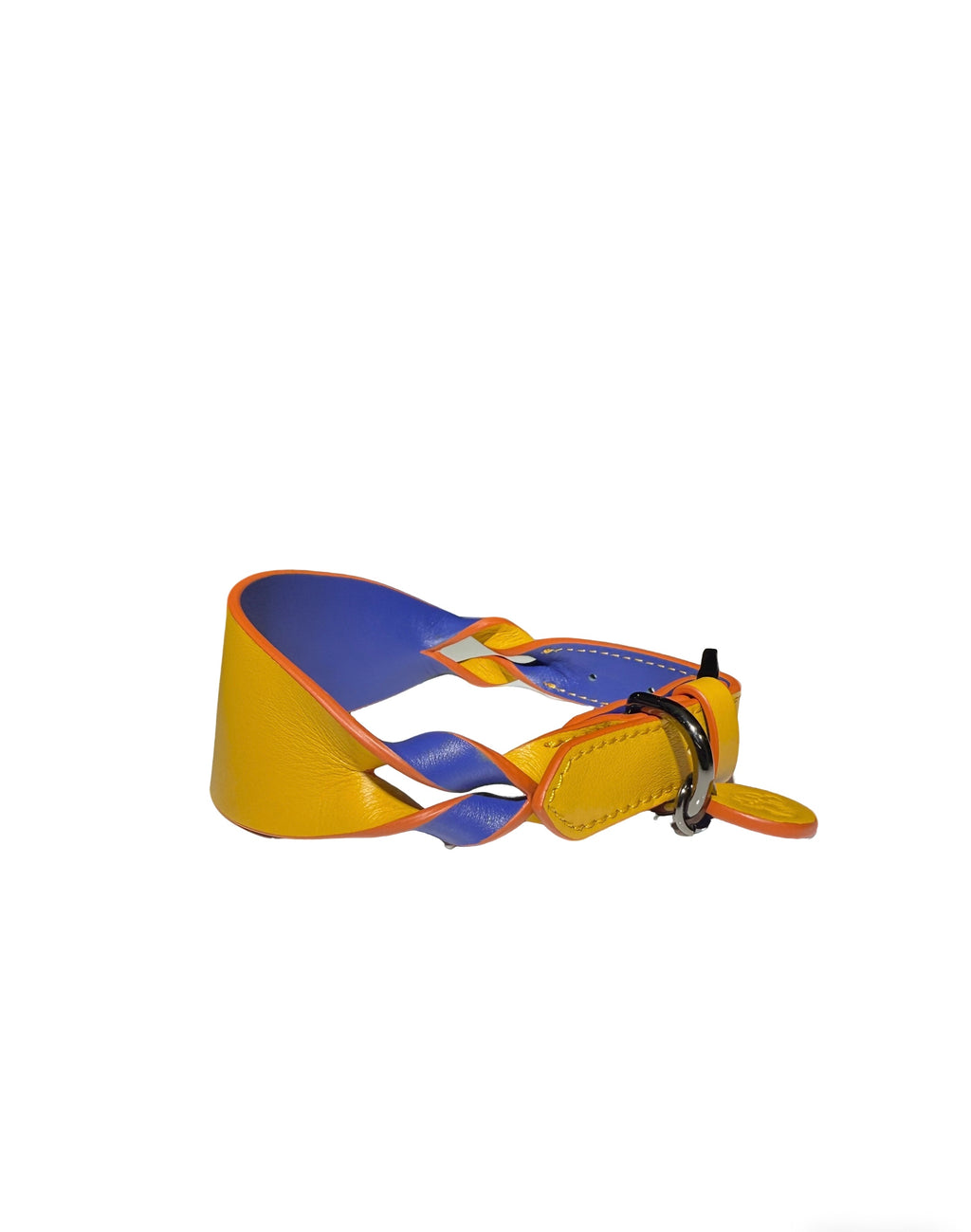 Dual-color Contrast Braided Genuine Leather Collar