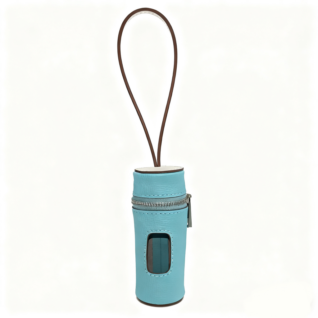 Dual-color Contrast Genuine Leather Poop Bag Holder