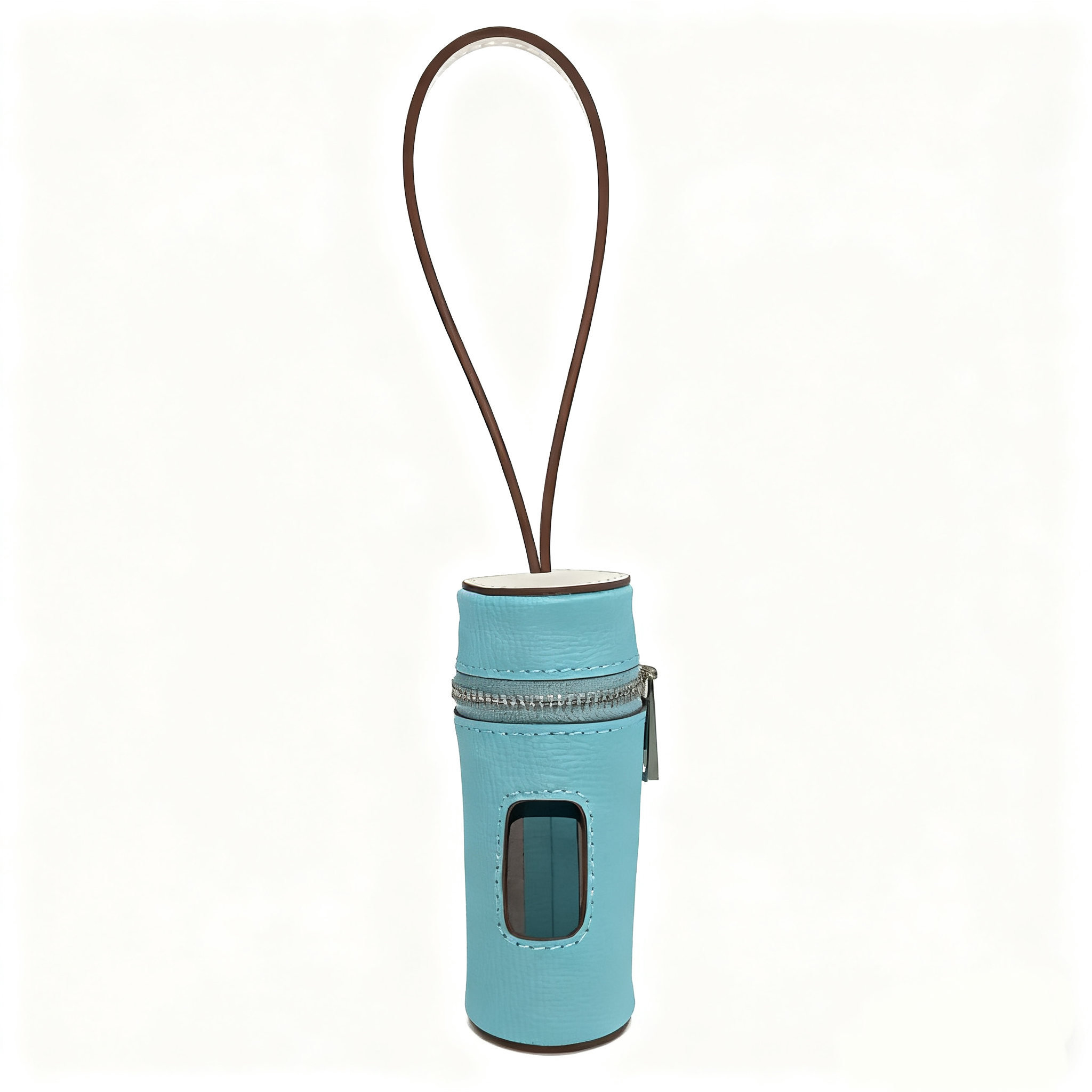 Dual-color Contrast Genuine Leather Poop Bag Holder