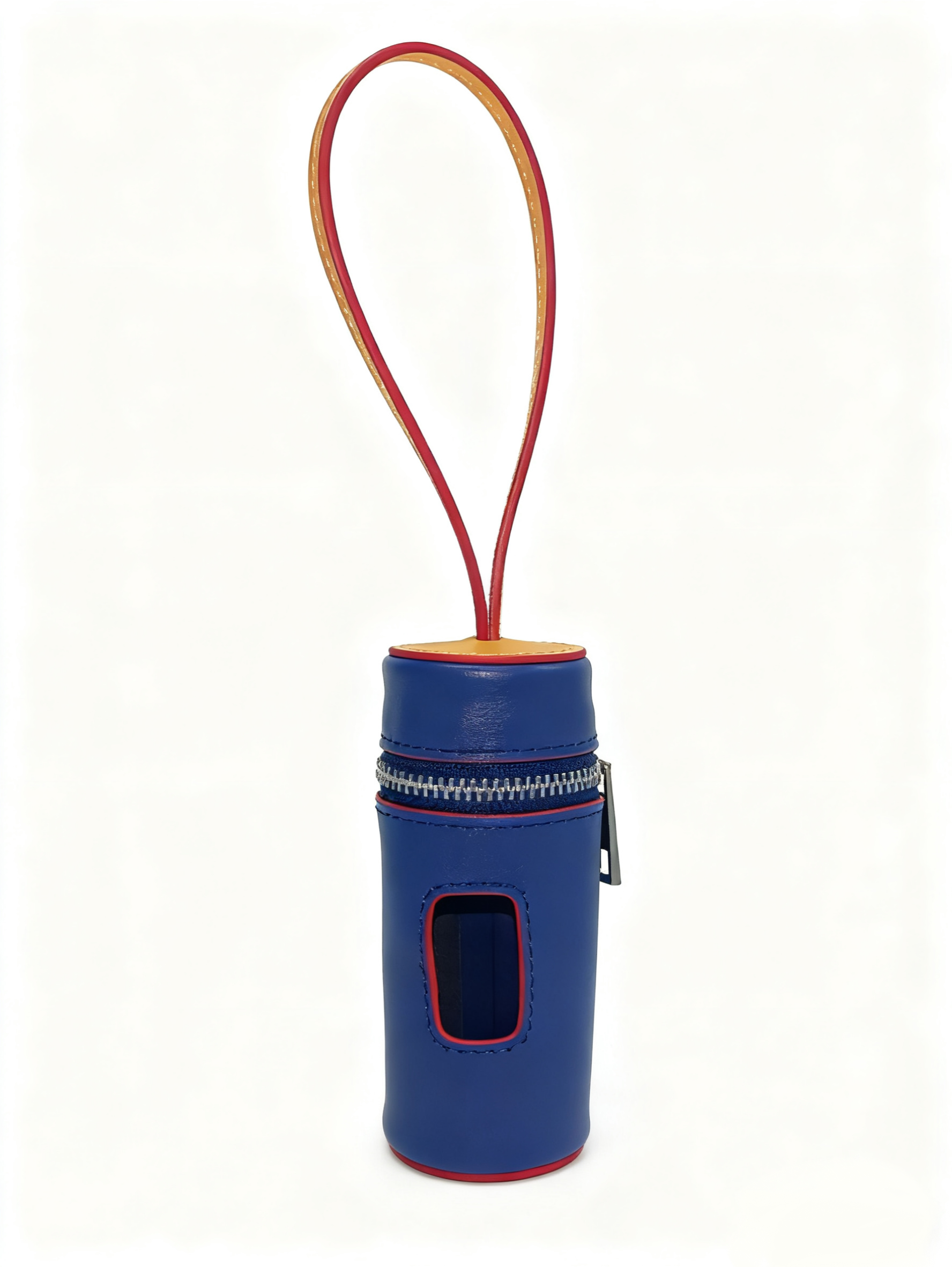 Dual-color Contrast Genuine Leather Poop Bag Holder