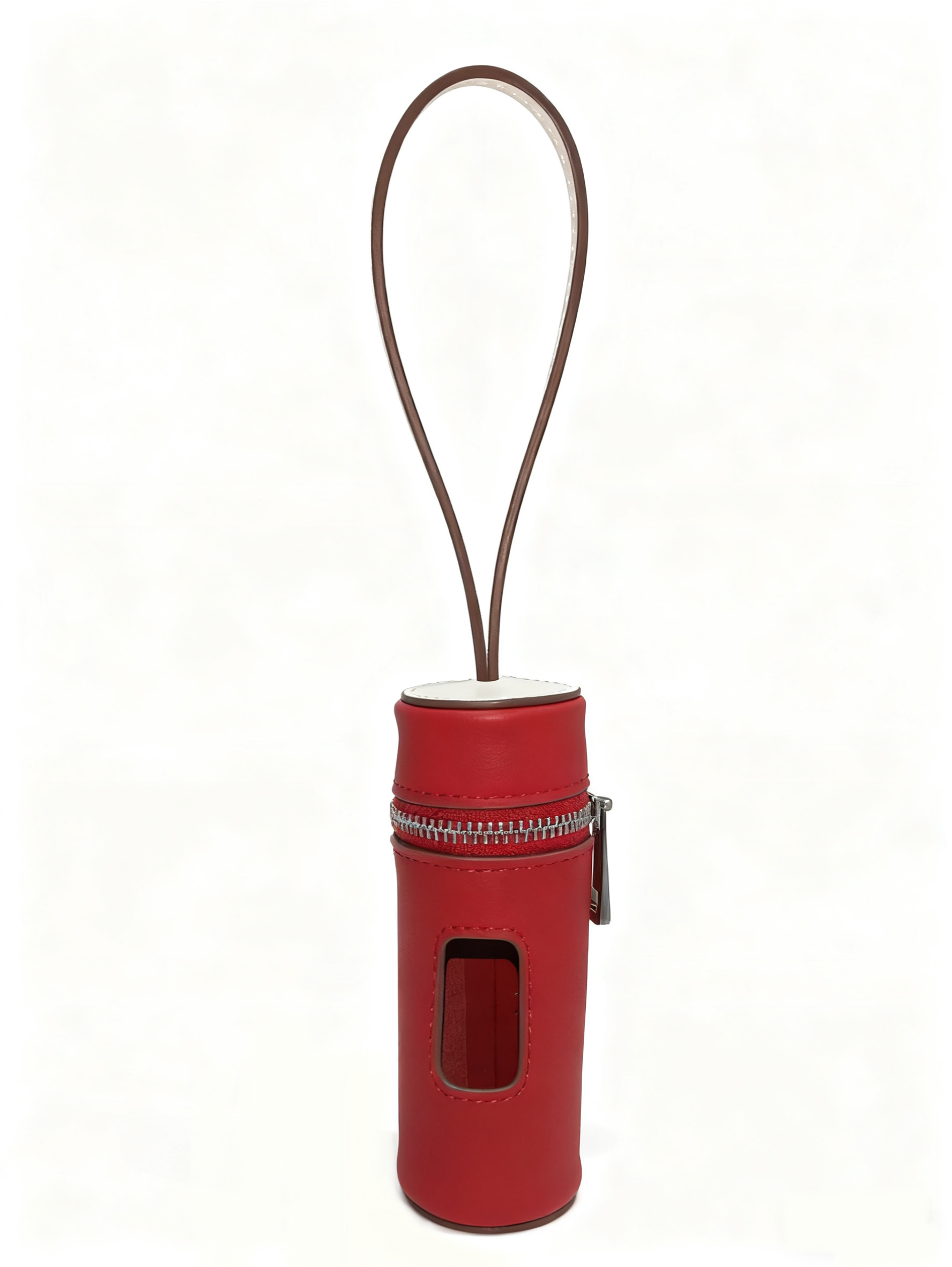 Dual-color Contrast Genuine Leather Poop Bag Holder