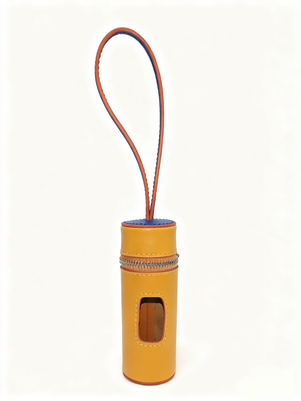 Dual-color Contrast Genuine Leather Poop Bag Holder