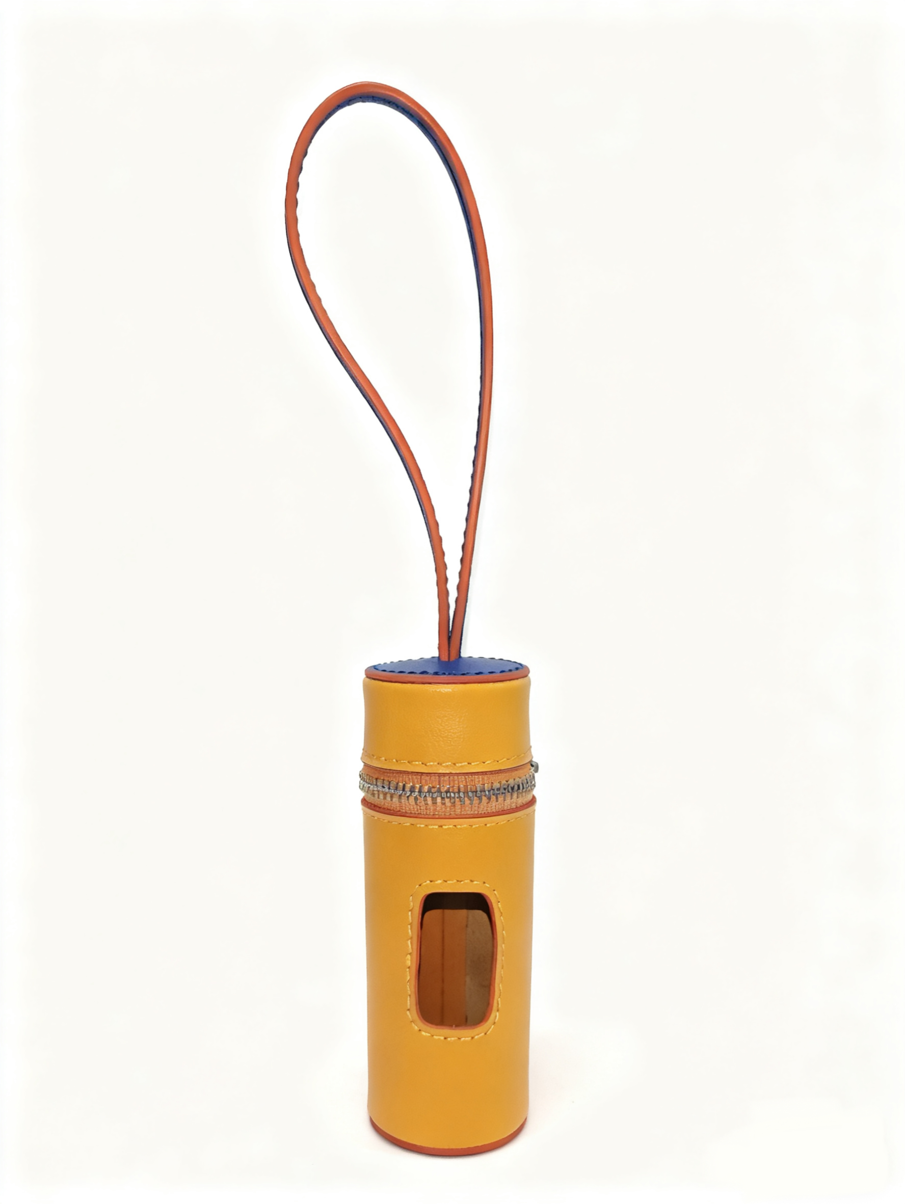 Dual-color Contrast Genuine Leather Poop Bag Holder